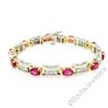 Image 1 : 14kt White and Yellow Gold 10.60 ctw Pink Tourmaline and Diamond Statement Brace