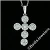 Image 2 : New 14kt White Gold 0.85 ctw Ideal Cut Diamond Multi Circle Cluster Cross Pendan