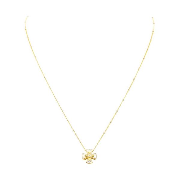 0.03 ctw Diamond and Pearl Cross Pendant with Chain - 14KT and 18KT Yellow Gold