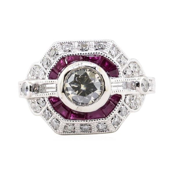 2.24 ctw Diamond and Ruby Ring - Platinum