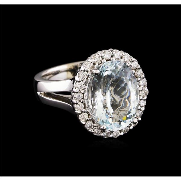 5.67 ctw Aquamarine and Diamond Ring - 14KT White Gold