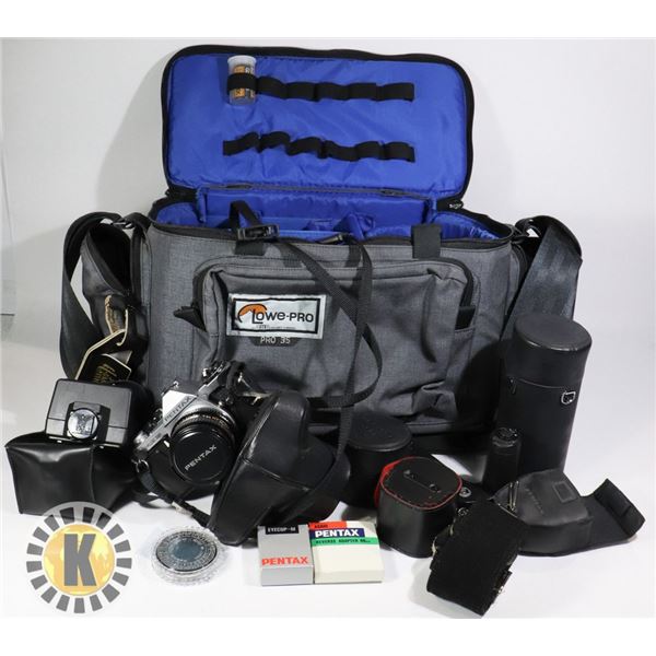 VINTAGE PENTAX ME SUPER CAMERA WITH EXTRA