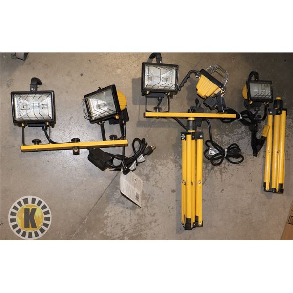 5 WORK LIGHTS WITH ADJUSTABLE STANDS