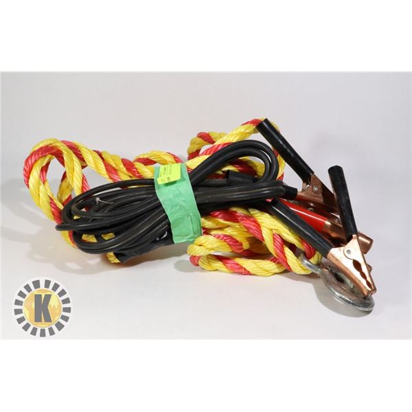 1 PAIR JUMPSTART CABLES  AND 1 ROPE