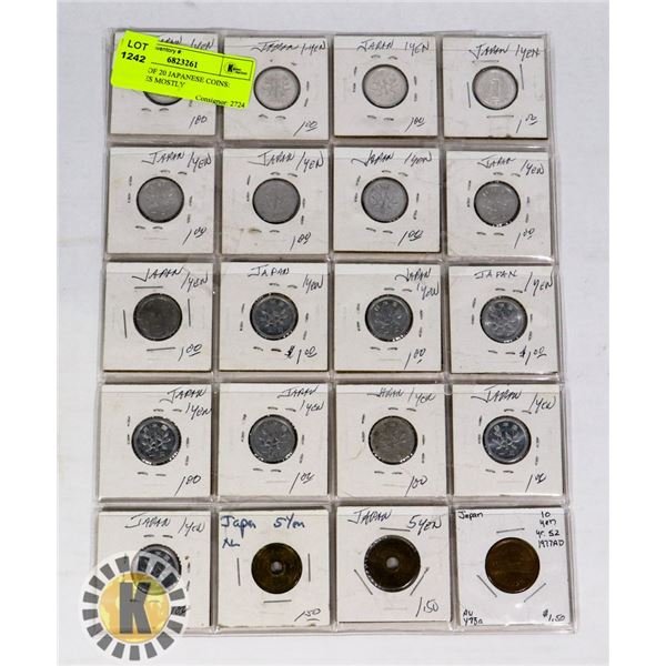 11)  LOT OF 20 JAPANESE COINS:  INCLUDES MOSTLY