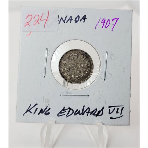 23)  CANADIAN KING EDWARD VII FIVE CENT COIN