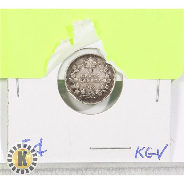 1916 CANADIAN 5 CENT PIECE KING GEORGE V