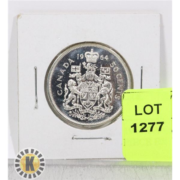 1964 CANADIAN SILVER 50 CENT PIECE EXC