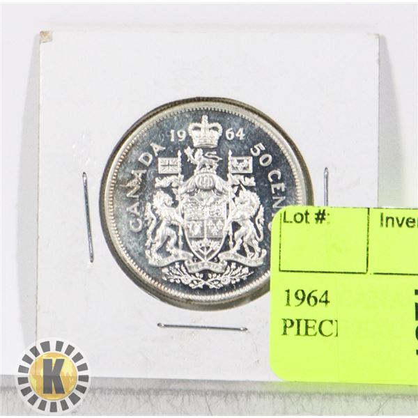 1964 CANADIAN SILVER 50 CENT PIECE EXC