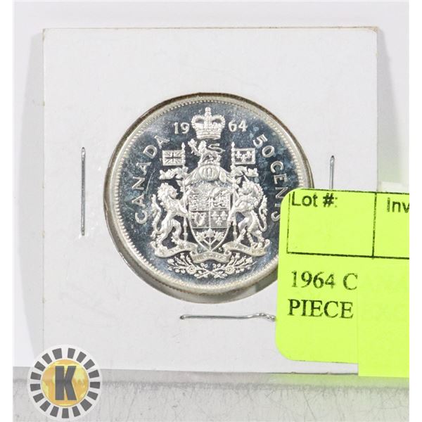 1964 CANADIAN SILVER 50 CENT PIECE EXC