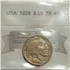 Image 1 : 1929 USA INDIAN HEAD BUFFALO NICKEL EF-40 GRADE