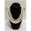 Image 1 : STERLING SILVER 7-11MM WHITE 4 ROW PEARL NECKLACE