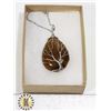 Image 1 : TIGERS EYE STONE TREE OF LIFE NECKLACE STAMPED