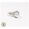 Image 1 : 3)  WHITE CULTURED PEARL WITH CLEAR CZ RING