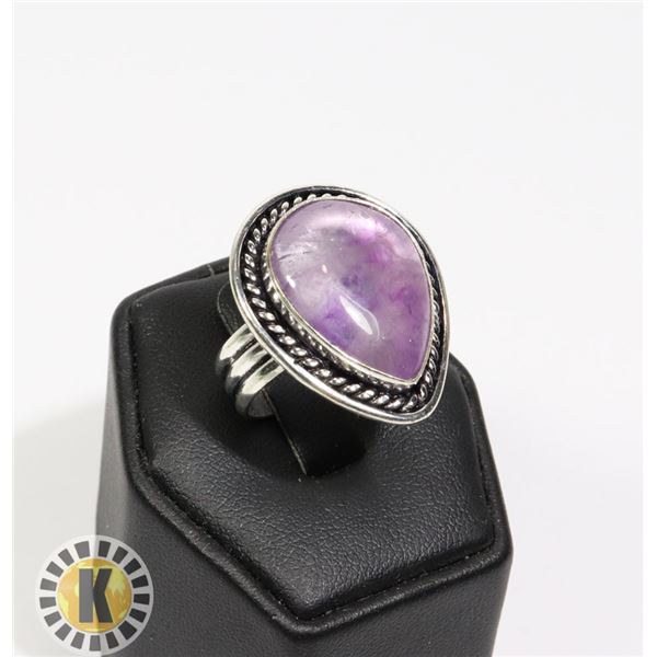 2)  NATURAL TEAR DROP SHAPED AMETHYST