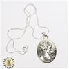 Image 1 : 6) TIBETAN  SILVER PORTRAIT PENDANT ON 18"