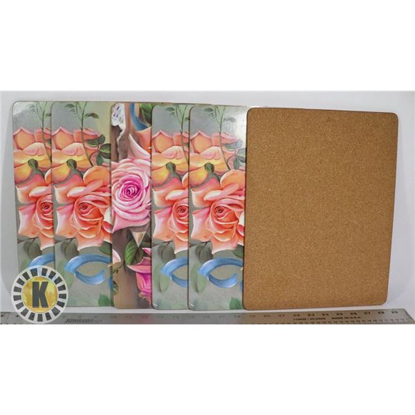 SET OF 6 FLOWER WOOD BOARD MATS