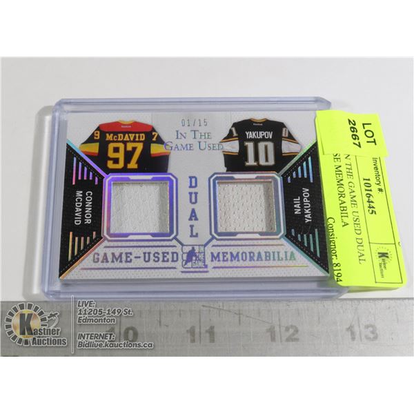 2014-15 IN THE GAME USED DUAL GAME USE MEMORABILIA