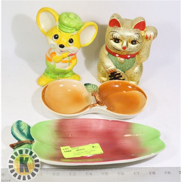 2 VINTAGE COIN BANKS (ASIAN THEME & DISNEY) + OTHER