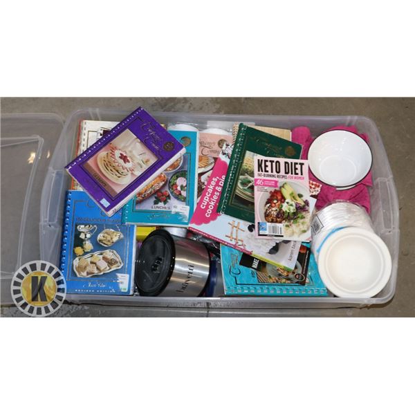 ESTATE TOTE WITH DISH BOOKS AND COOK WEAR