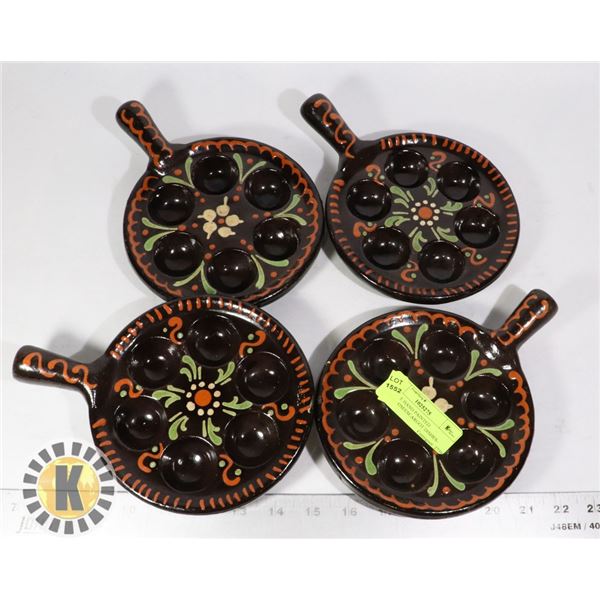 VINTAGE HAND PAINTED MUSHROOM/ESCARGOT DISHES-