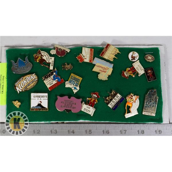 K-DAYS (KLONDIKE DAYS) COLLECTOR PINS- 21 PINS