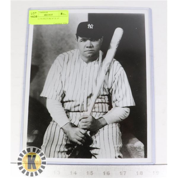BABE RUTH PICTURE 8" X 10"