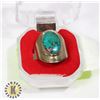 Image 1 : MENS 950 STERLING SILVER RING WITH TURQUOISE