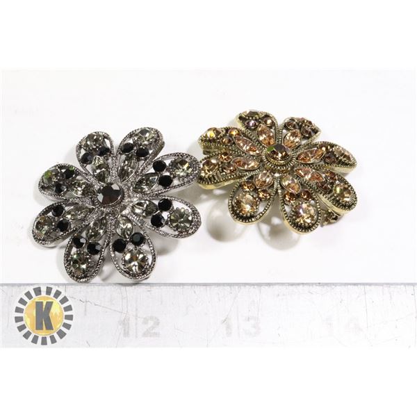 PAIR OF COLORED STONE BROOCHES