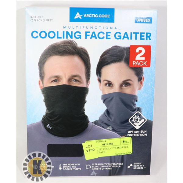 NEW ARCTIC COOL COOLING FACE GAITER 2 PACK