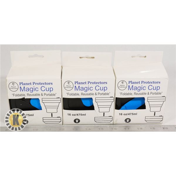 BUNDLE OF THREE MAGIC CUP 16-OZ FOLDABLE,