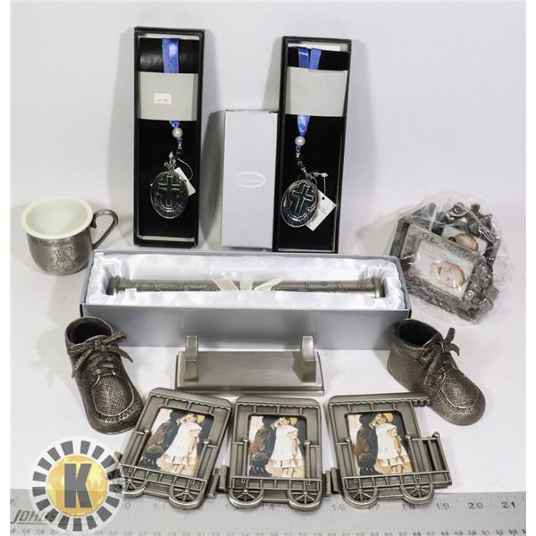 ANTIQUE STYLE BABY PEWTER ITEMS