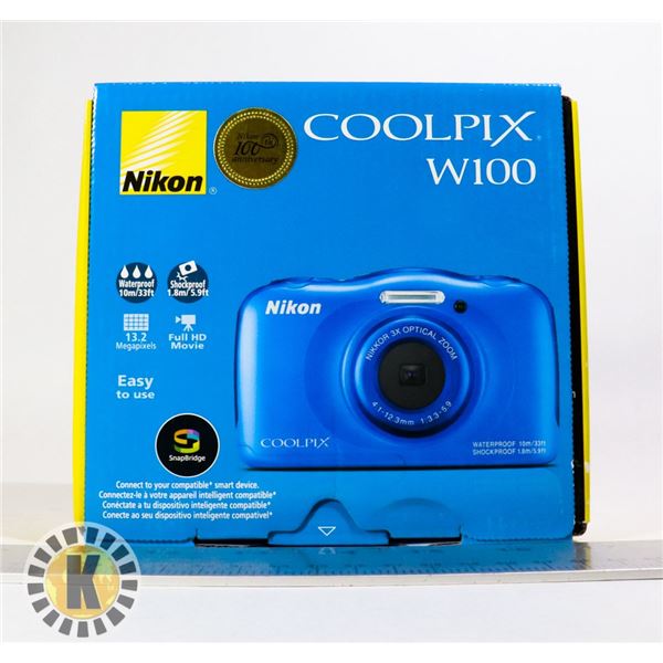 NEW NIKON COOLPIX W100 WATERPROOF CAMERA