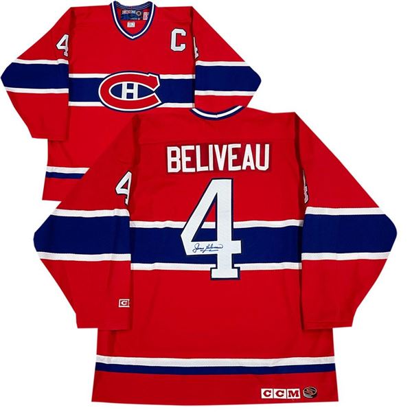 JEAN BELIVEAU SIGNED MONTREAL CANADIENS VINTAGE CCM JERSEY (FROZEN POND COA)