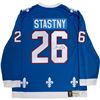 Image 1 : PETER STASTNY SIGNED QUEBEC NORDIQUES REPLICA JERSEY (FROZEN POND COA)
