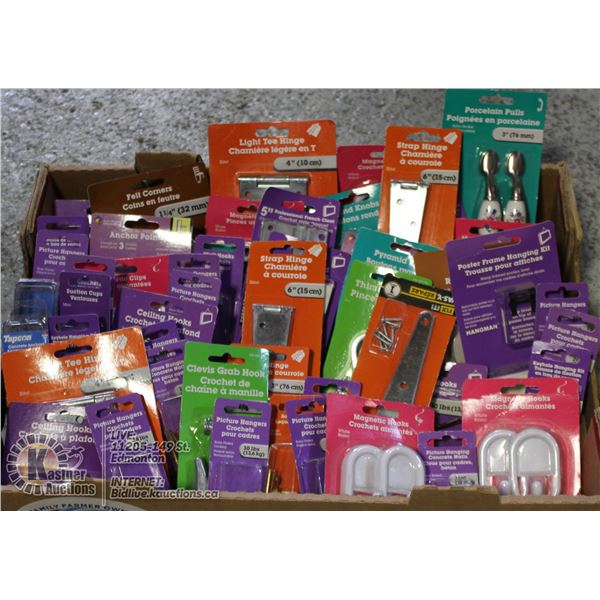 LARGE FLAT OF ASSORTED HOUSEHOLD HARDWARES