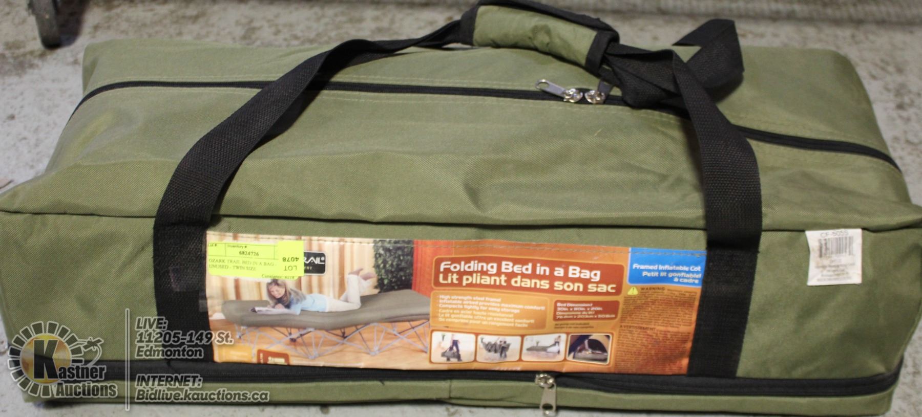 OZARK TRAIL BED IN A BAG UNUSED TWIN SIZE Kastner Auctions