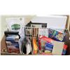 Image 1 : LG BOX OF DOLLAR STORE ITEMS & CORNER SHELF