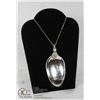 Image 1 : LARGE SILVER SPOON ART NECKLACE WITH A BLUE STONE