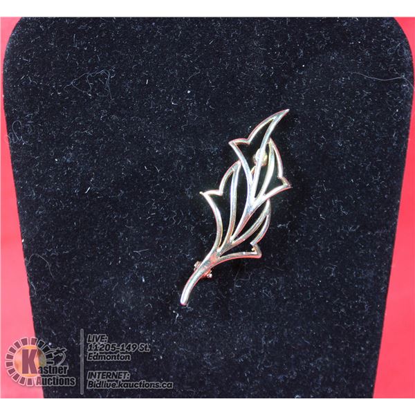 ANTIQUE 1950S GOLD LEAF PIN