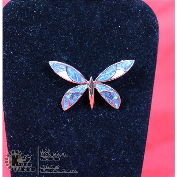 A VINTAGE 1960S ENAMEL RAINBOW COLORED BUTTERFLY