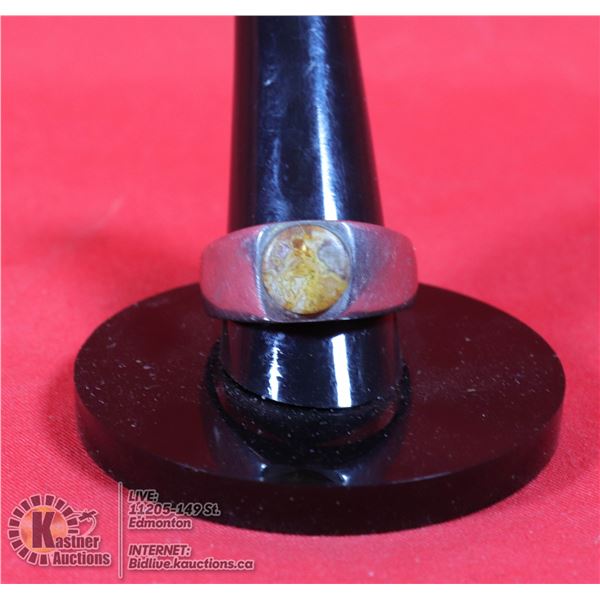SILVER MEN?S RING WITH SEA SEDIMENT STONE