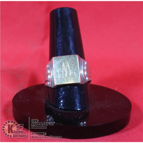 SILVER 925 RING WITH BRUSHED GOLD FACE AND M OR