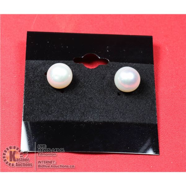 #100-FRESH WATER PEARL STUD EARRINGS 9 - 10 mm