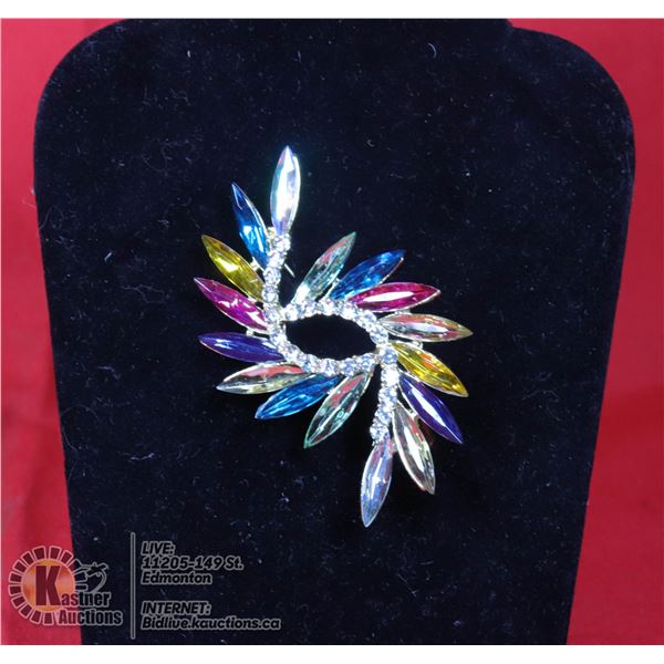 MARQUIS CUT RHINESTONE BROOCH