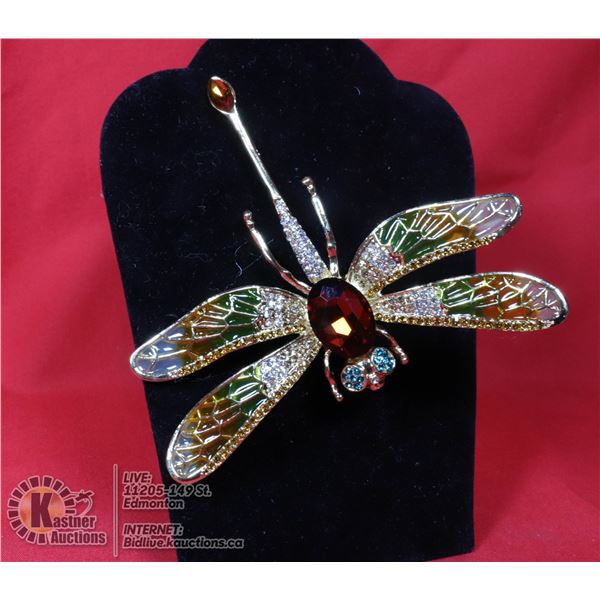 DRAGONFLY  RHINESTONE BROOCH