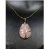 Image 1 : ROSE QUARTZ TREE OF LIFE WRAPPED NECKLACE