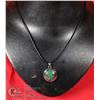 Image 1 : JADE STONE WRAPPED IN MOON & STARS NECKLACE