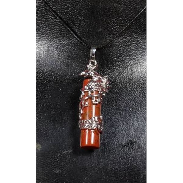 RUST MARBLED BAKELITE STONE WRAPPED IN DRAGON