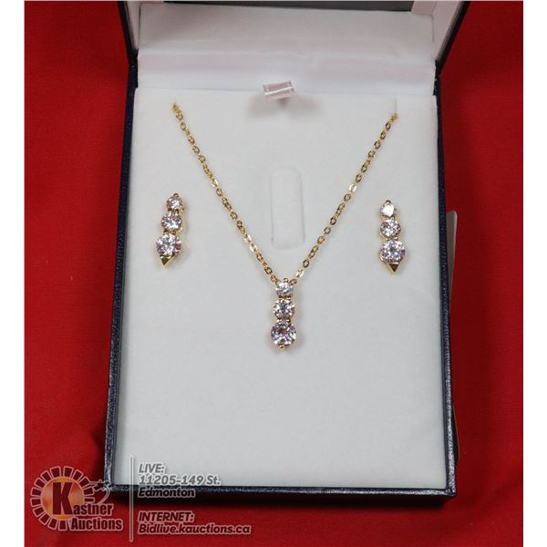 CUBIC ZIRCONIA TEARDROP NECKLACE & EARRING SET
